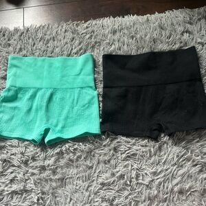 Colsie High Waist Shorts Black and Green